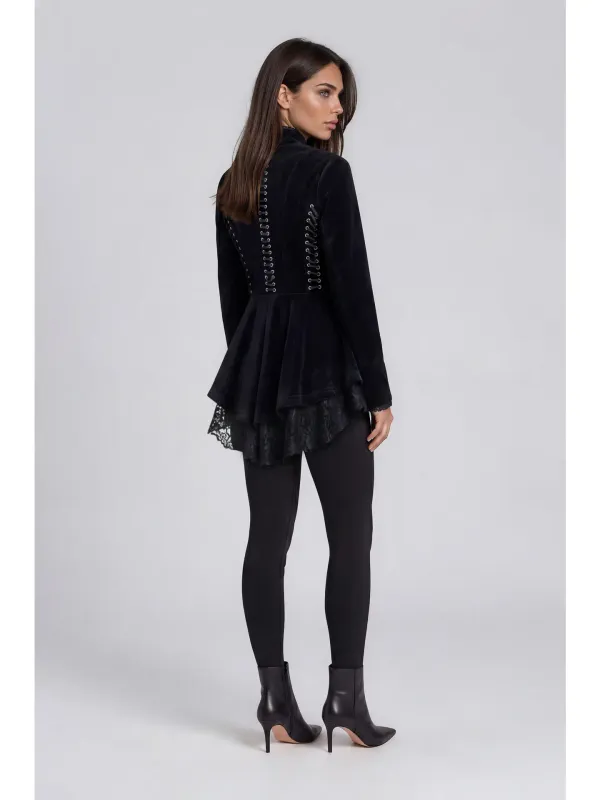 Adore By Wild Curves: Velvet Lace Peplum Jacket Back