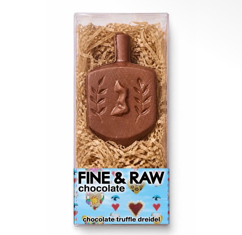 Fine & Raw By Wild Curves: Mega Chocolate Dreidel (70% Dark Chocolate Organic, Kosher)