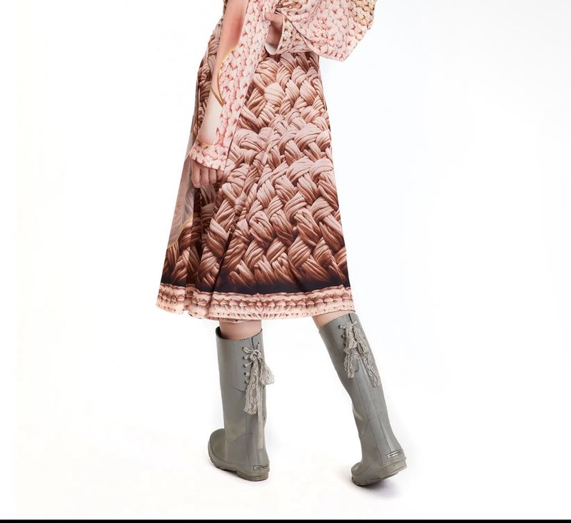 IPNG By Wild Curves: 6th Sense Pink Knit Illusion Midi Skirt