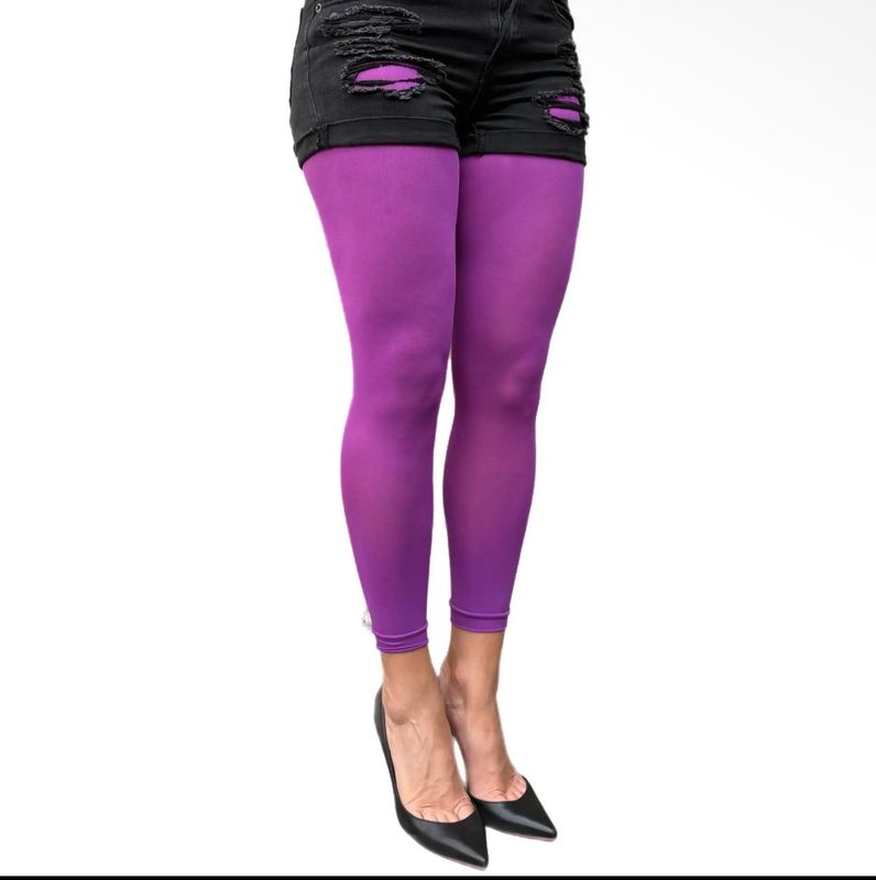 Malka Chic By Wild Curves: Violet Opaque Footless Tights 50 Denier