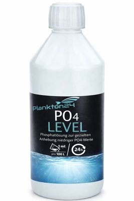 Plankton24 PO4 Level Hochreine Phosphatlösung zur präzisen Erhöhung niedriger PO4-Werte im Meerwasseraquarium.