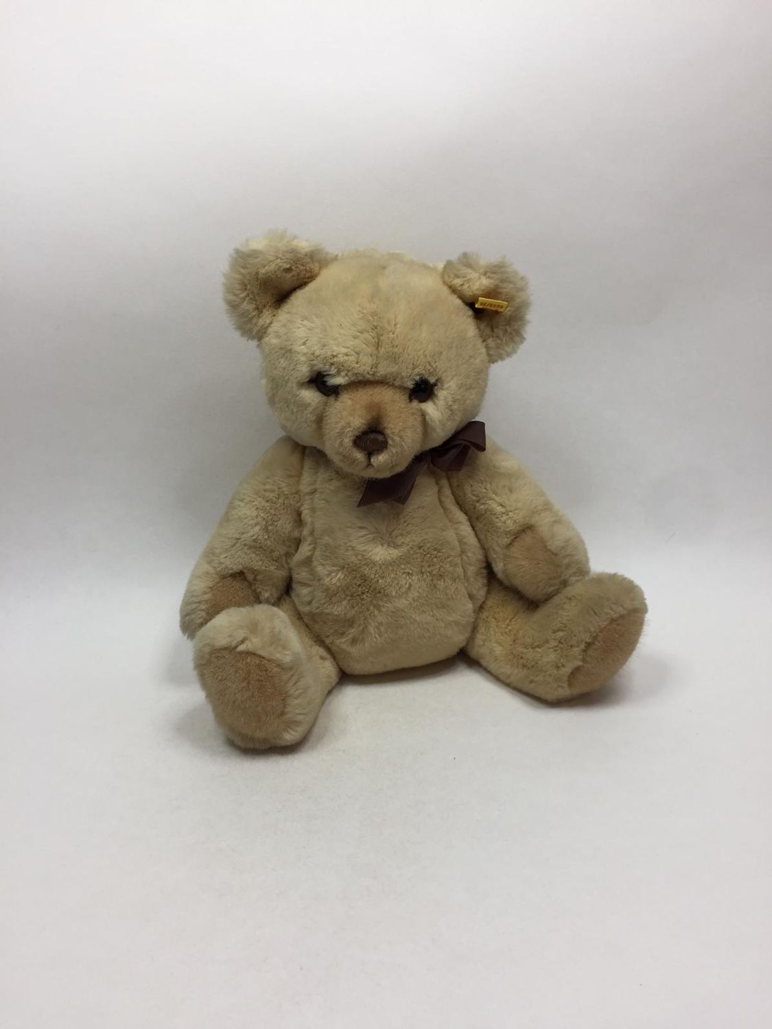 Steiff Teddy Petsy Blond 0233/35 mit Knopf und Fahne stehend 35 cm Sammlerstück