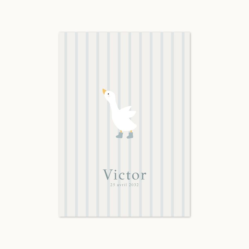 Faire-part de naissance Petite Oie avec motif rayures et illustration d’oie.