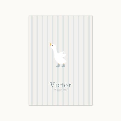 Faire-part de naissance Petite Oie avec motif rayures et illustration d’oie.