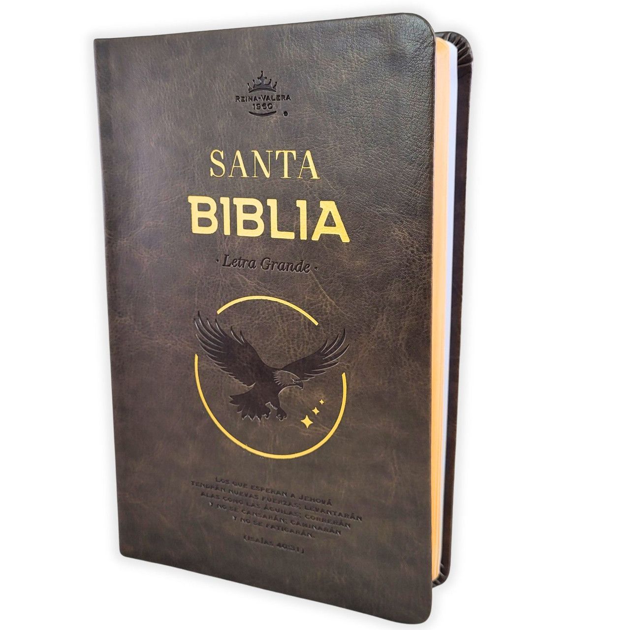Biblia RVR 1960 de Letra Grande, imit piel Café, Águila (Free Shipping)