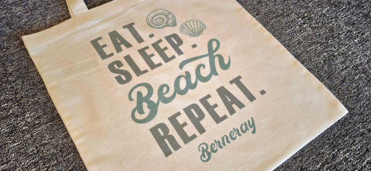 'eat, sleep, beach' tote bag