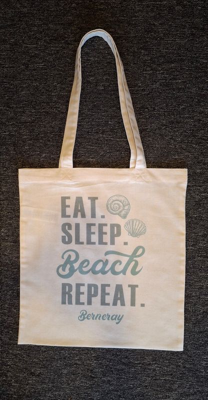 'eat, sleep, beach' tote bag