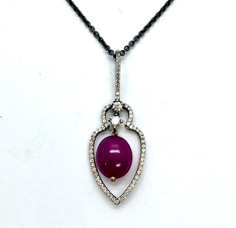 Black Gold and Diamond Ruby Pendant