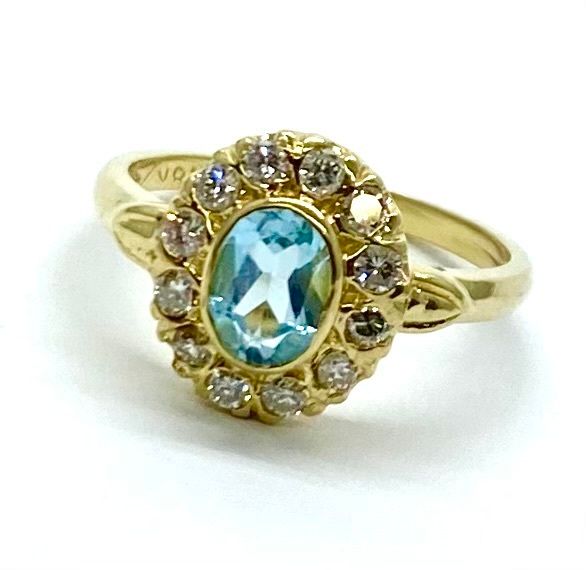Blue Topaz and Diamond Ring