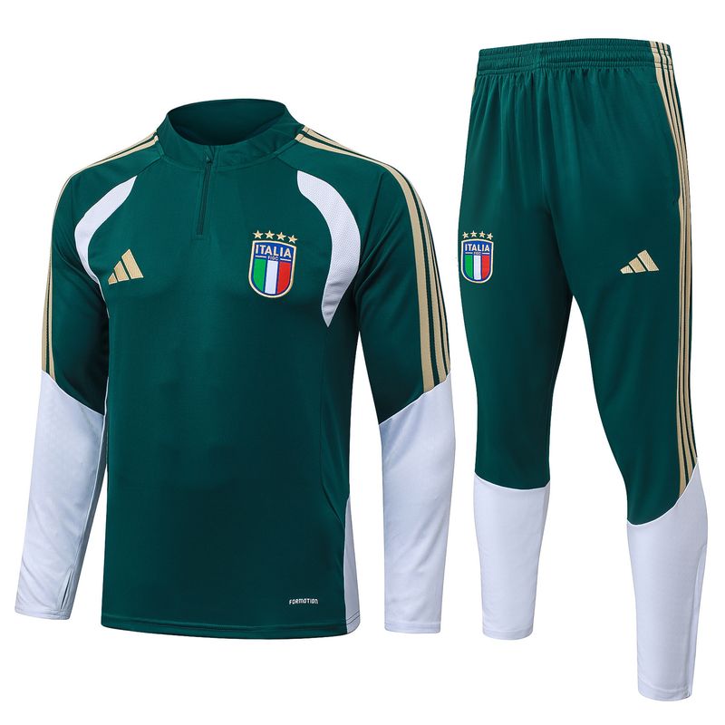 Conjunto Itália 2026/27 Blusão e Calça - Treino Masculino - Verde - Branca Meio Zíper Conjunto Itália 2026/27 Blusão e Calça - Treino Masculino - Verde - Branca Meio Zíper