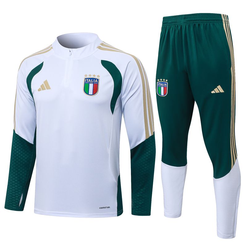 Conjunto Itália 2026/27 Blusão e Calça - Treino Masculino Branca - Verde Meio Zíper Conjunto Itália 2026/27 Blusão e Calça - Treino Masculino Branca - Verde Meio Zíper