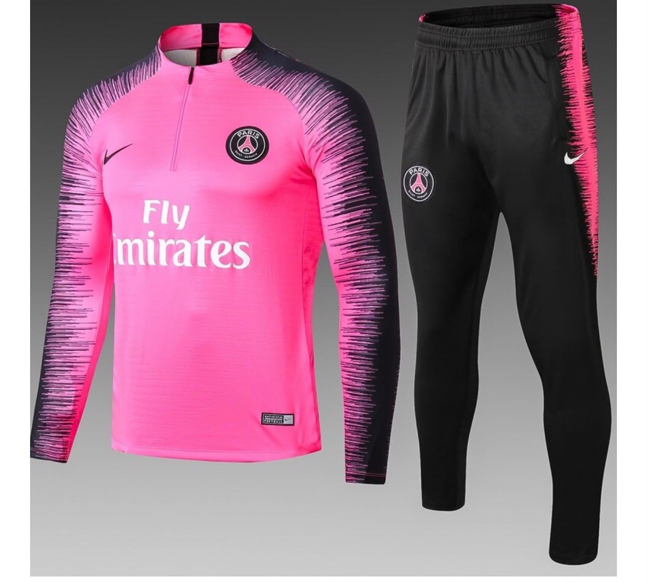 Conjunto de Treino PSG Jaqueta + Calça Rosa/Preta 2018/19 Meio Zíper Conjunto de Treino PSG Jaqueta + Calça Rosa/Preta 2018/19 Meio Zíper