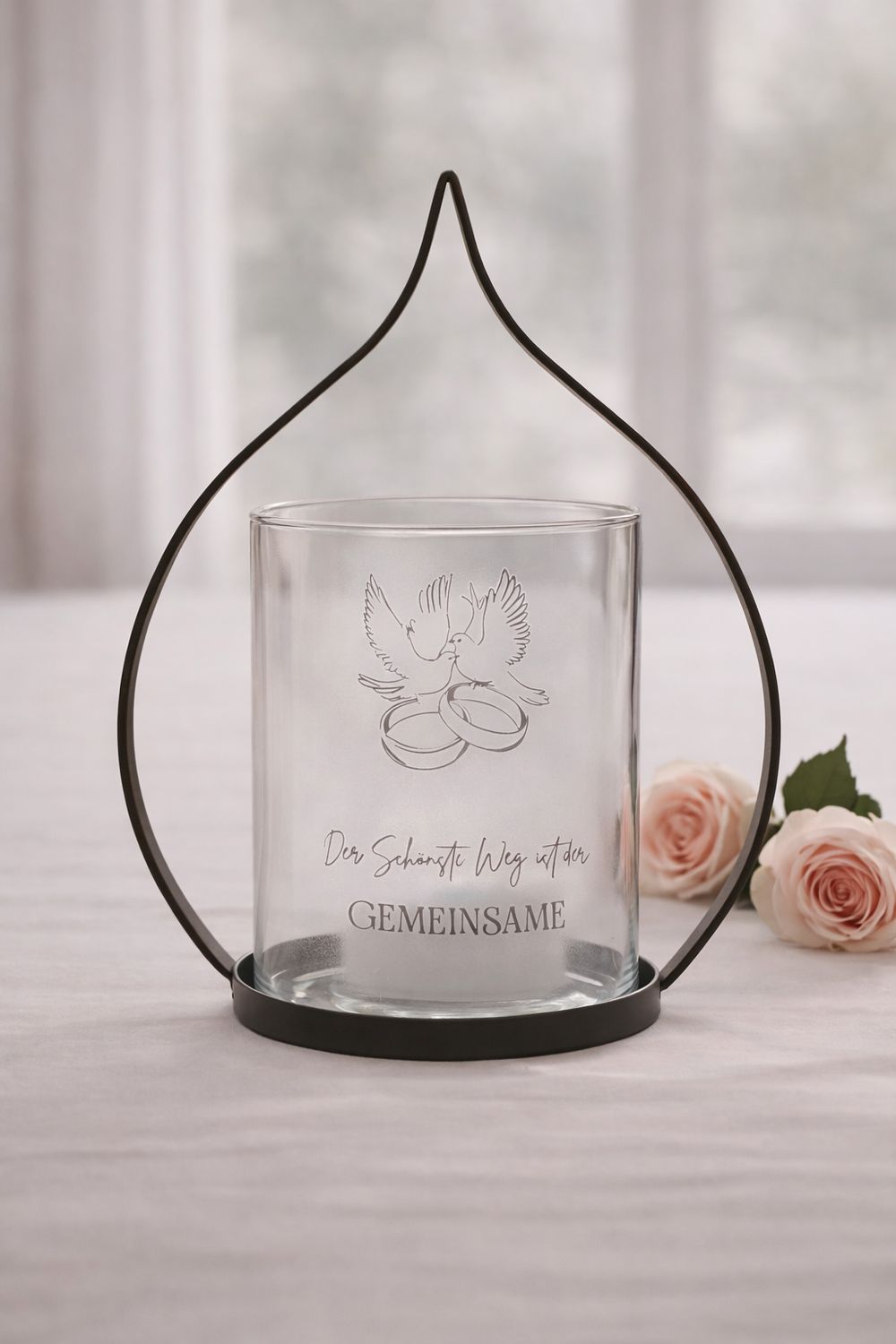 Windlicht ,, der schönste Weg ist der gemeinsame,,