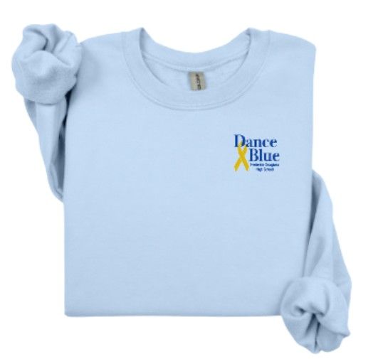 Youth or Adult Embroidered Dance Blue Frederick Douglass High School Gildan Sweatshirt (FDDB)