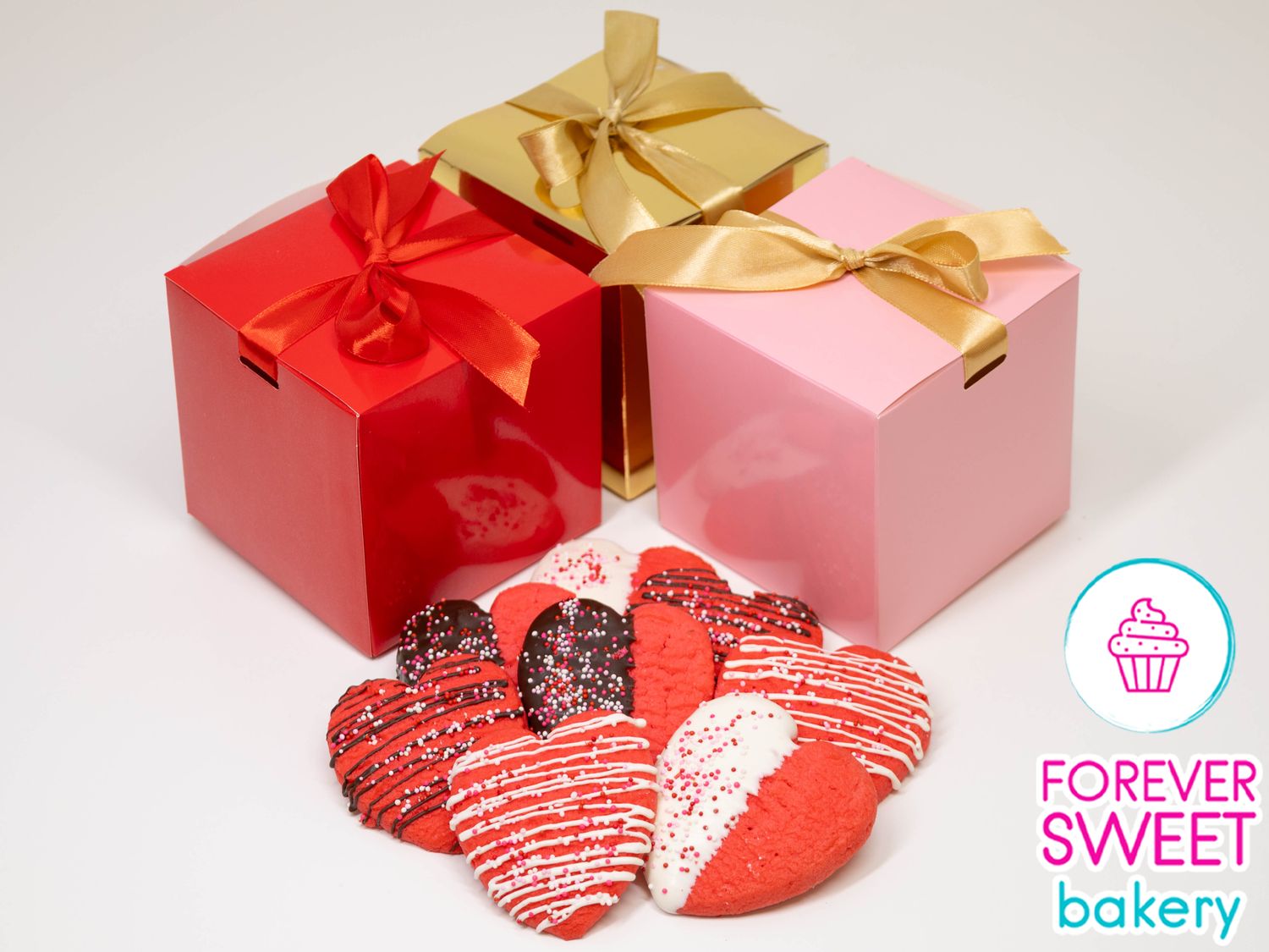 Valentine Heart Butter Cookies Box with Bow