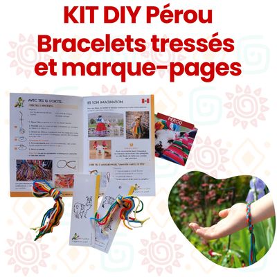 Kit DIY - Pérou - Bracelets tressées en laine + marque-pages