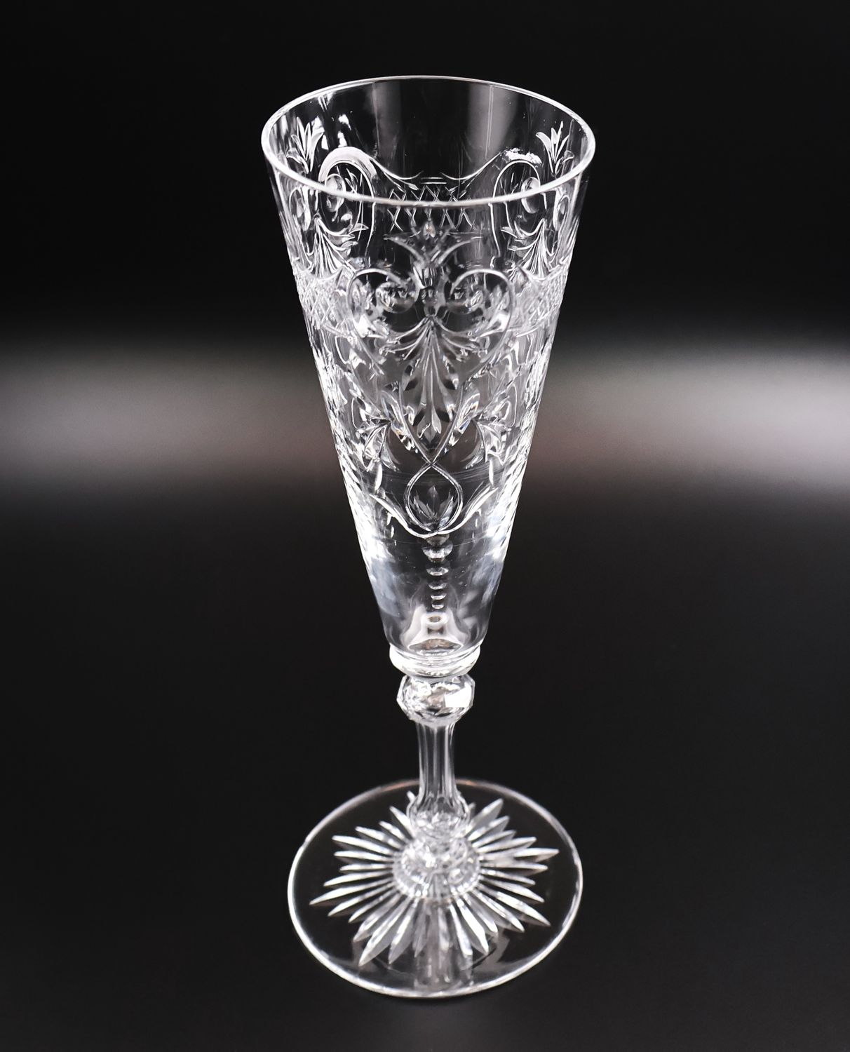 Baccarat “Marennes” Crystal Champagne Flute Stemware, France – 7.5” | Introduced 1899