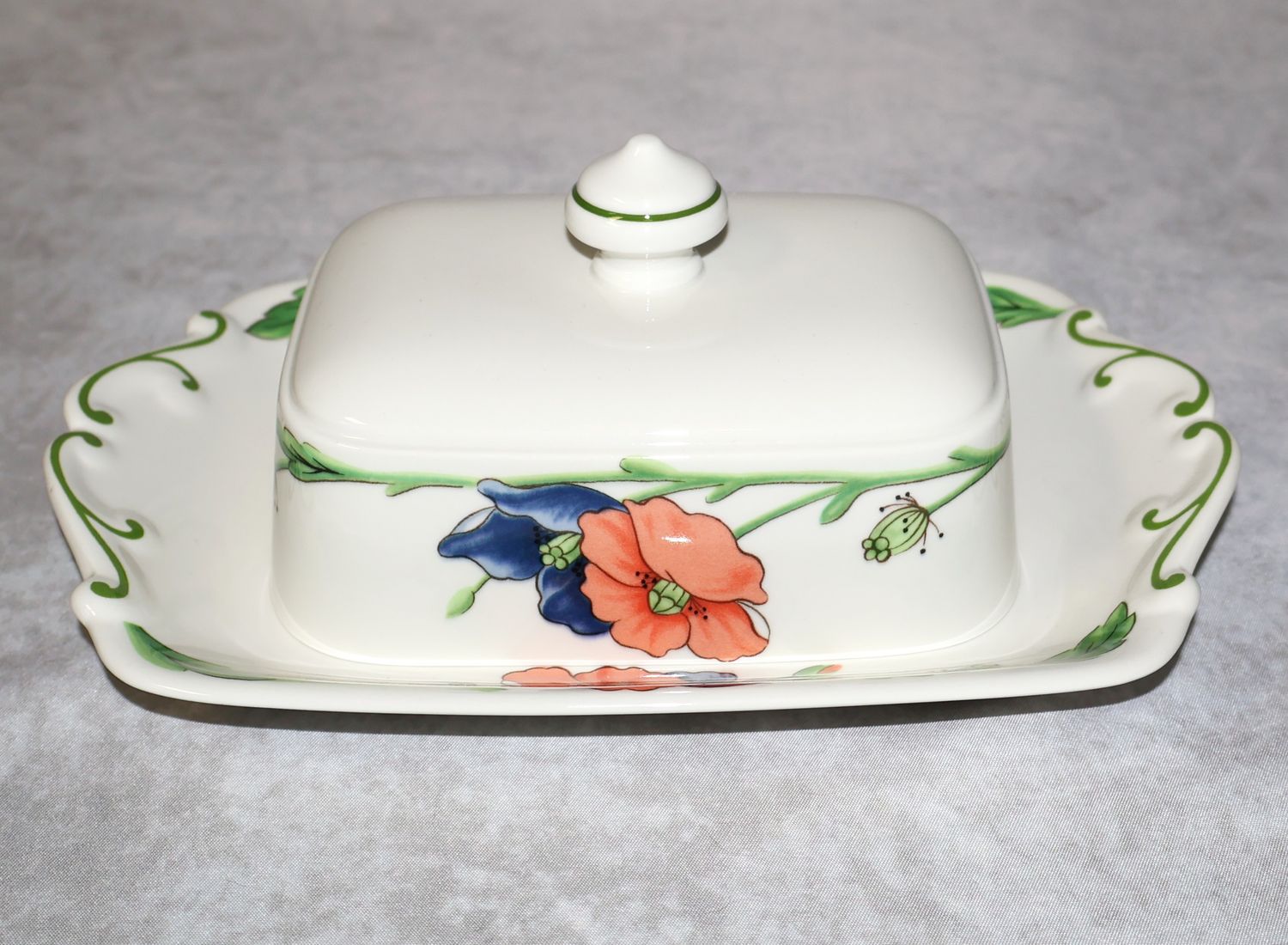 Villeroy &amp; Boch Amapola Rectangular Covered Butter Dish – Vitro-Porcelain | W. Germany