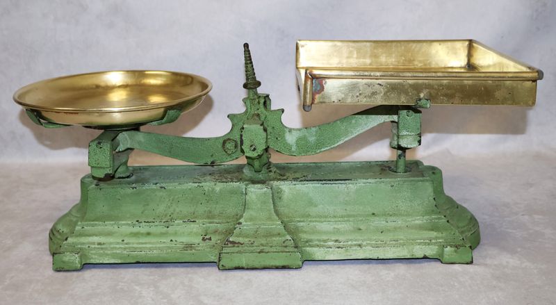 Antique Parnall &amp; Sons Victorian Cast Iron Balance Scale with Brass Pans | c.1880s