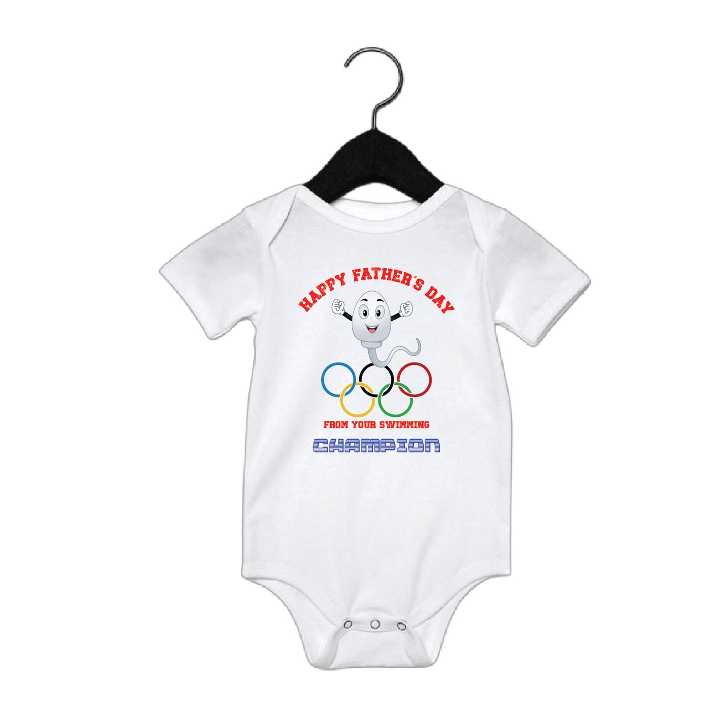 Father’s Day Baby Bodysuit – Swimming Champion Design (White)