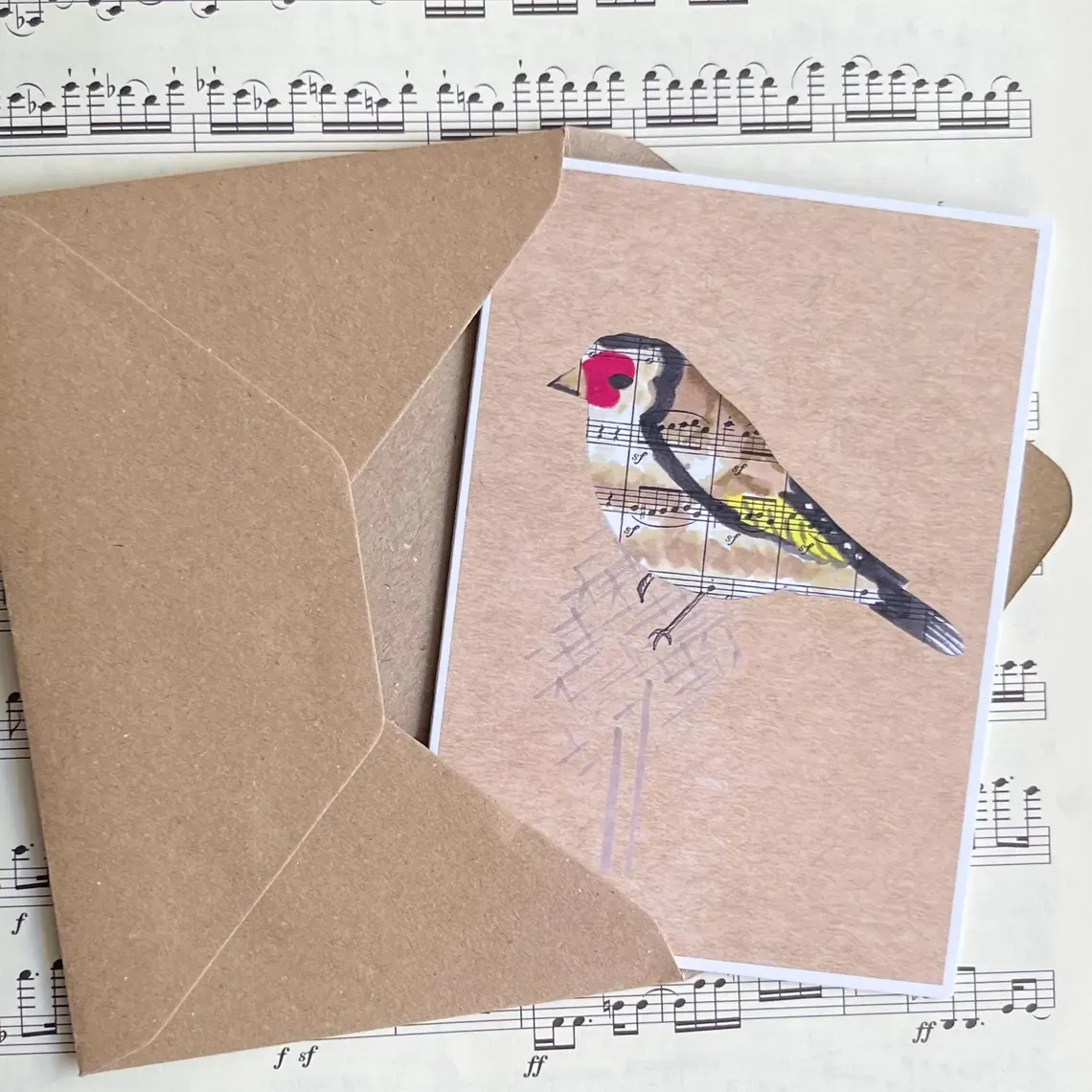Goldfinch interactive greeting card- Songbird &amp; Badger