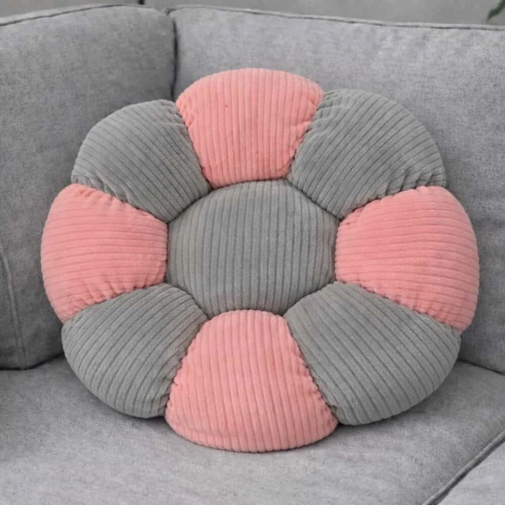 Μαξιλάρι με Γέμιση Λουλούδι Γκρι/Ροζ 35 εκ.