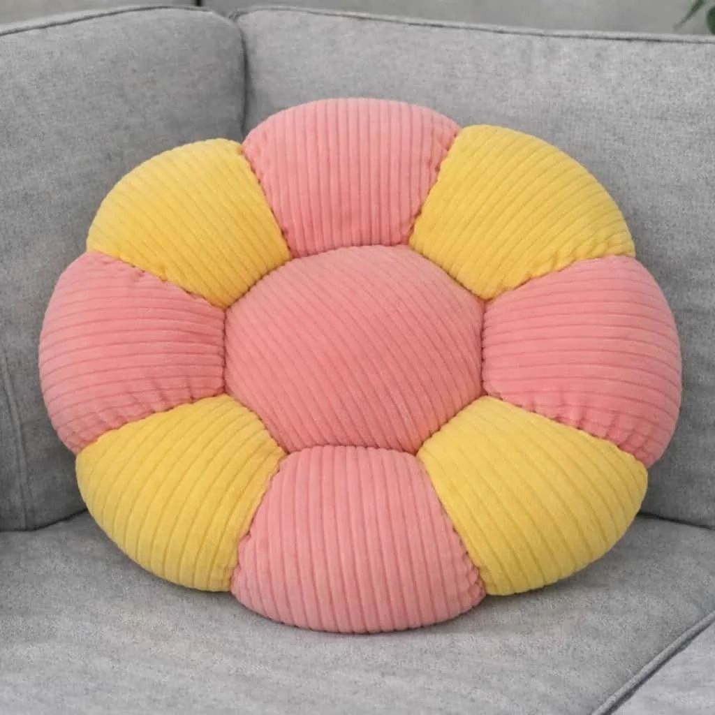 Μαξιλάρι με Γέμιση Λουλούδι Κίτρινο/Ροζ 35 εκ.