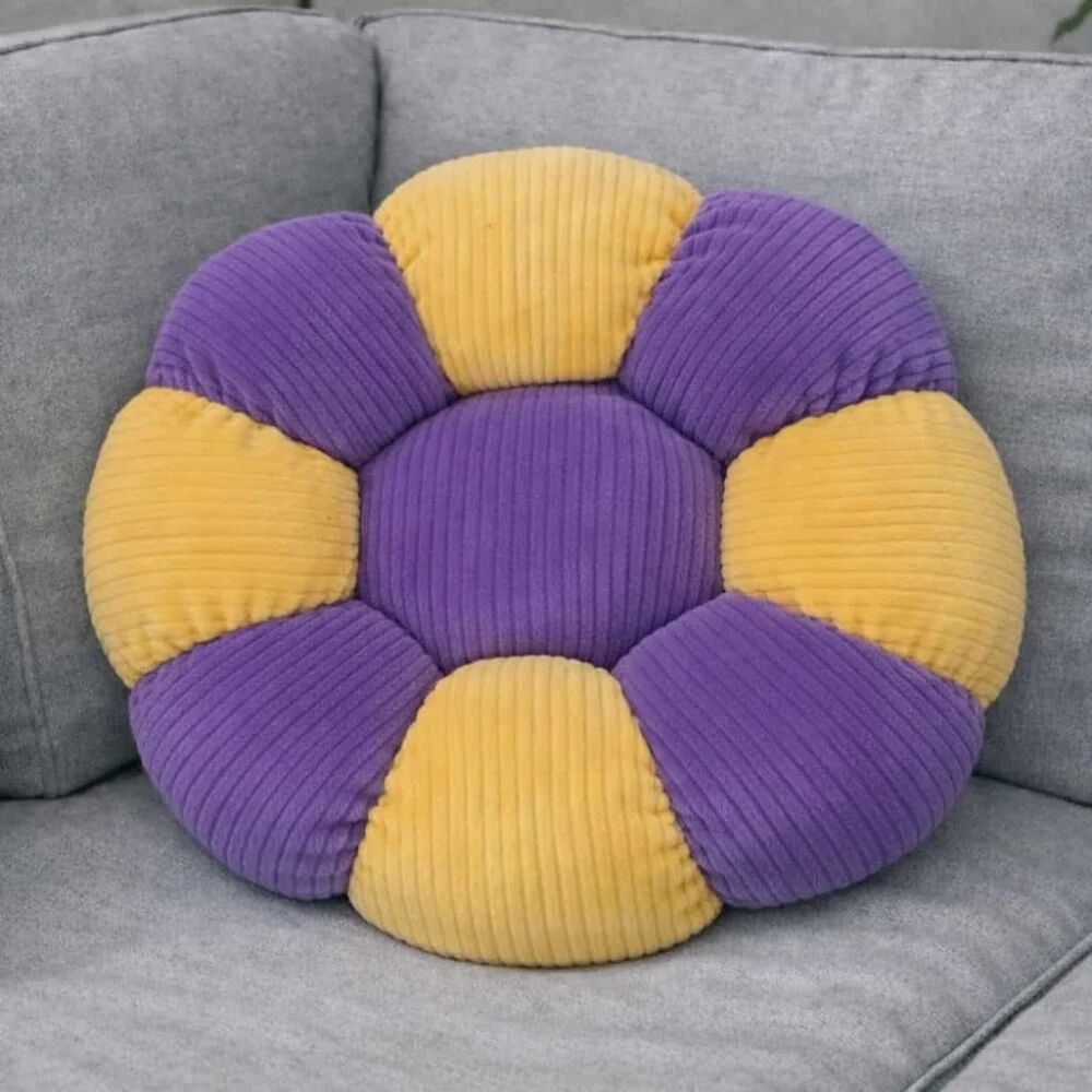 Μαξιλάρι με Γέμιση Λουλούδι Μωβ/Κίτρινο 35 εκ.