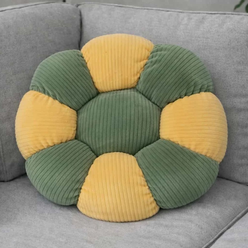 Μαξιλάρι με Γέμιση Λουλούδι Πράσινο/Κίτρινο 35 εκ.