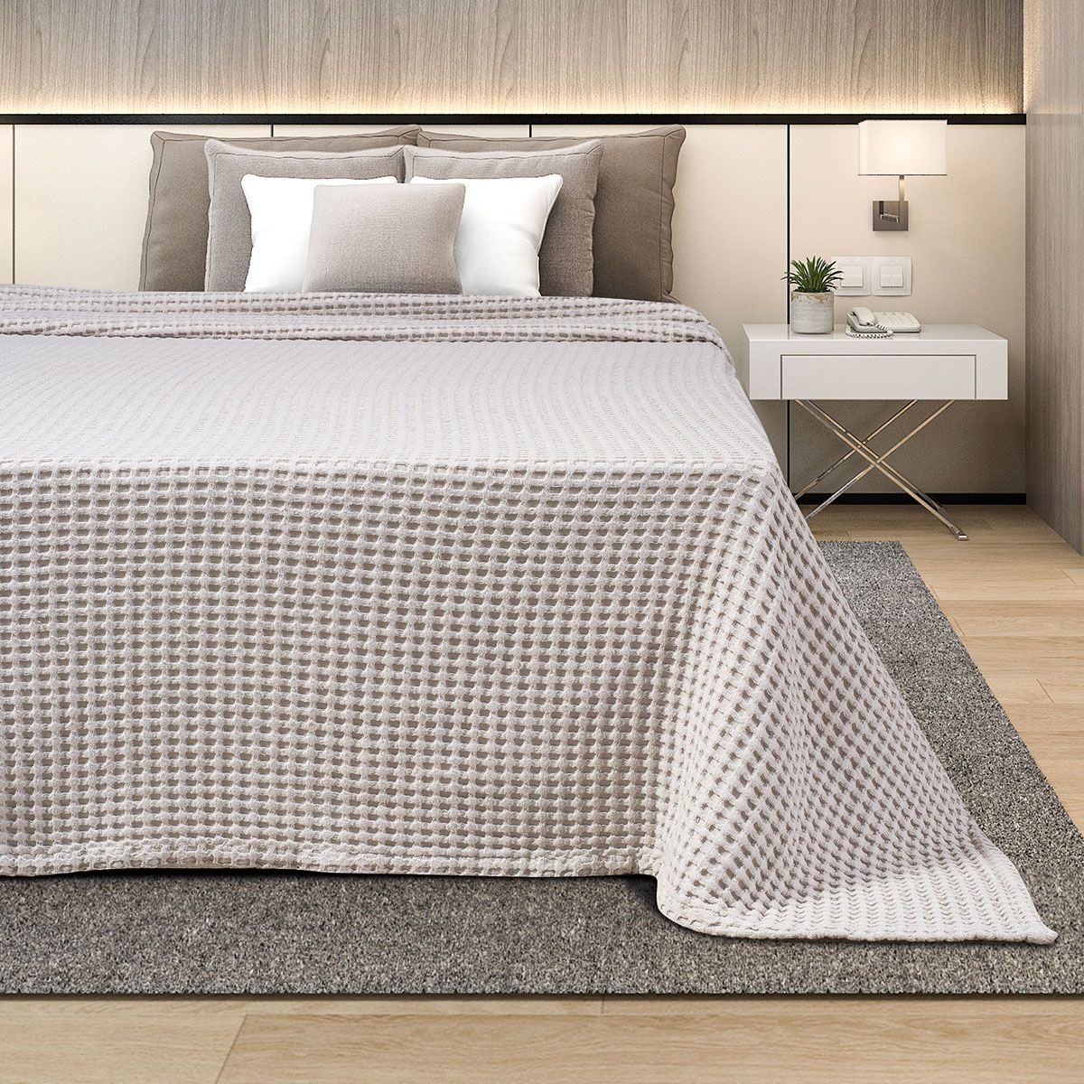 Κουβέρτα Πικέ Μονή 170Χ240 εκ. Beige - Adam Home