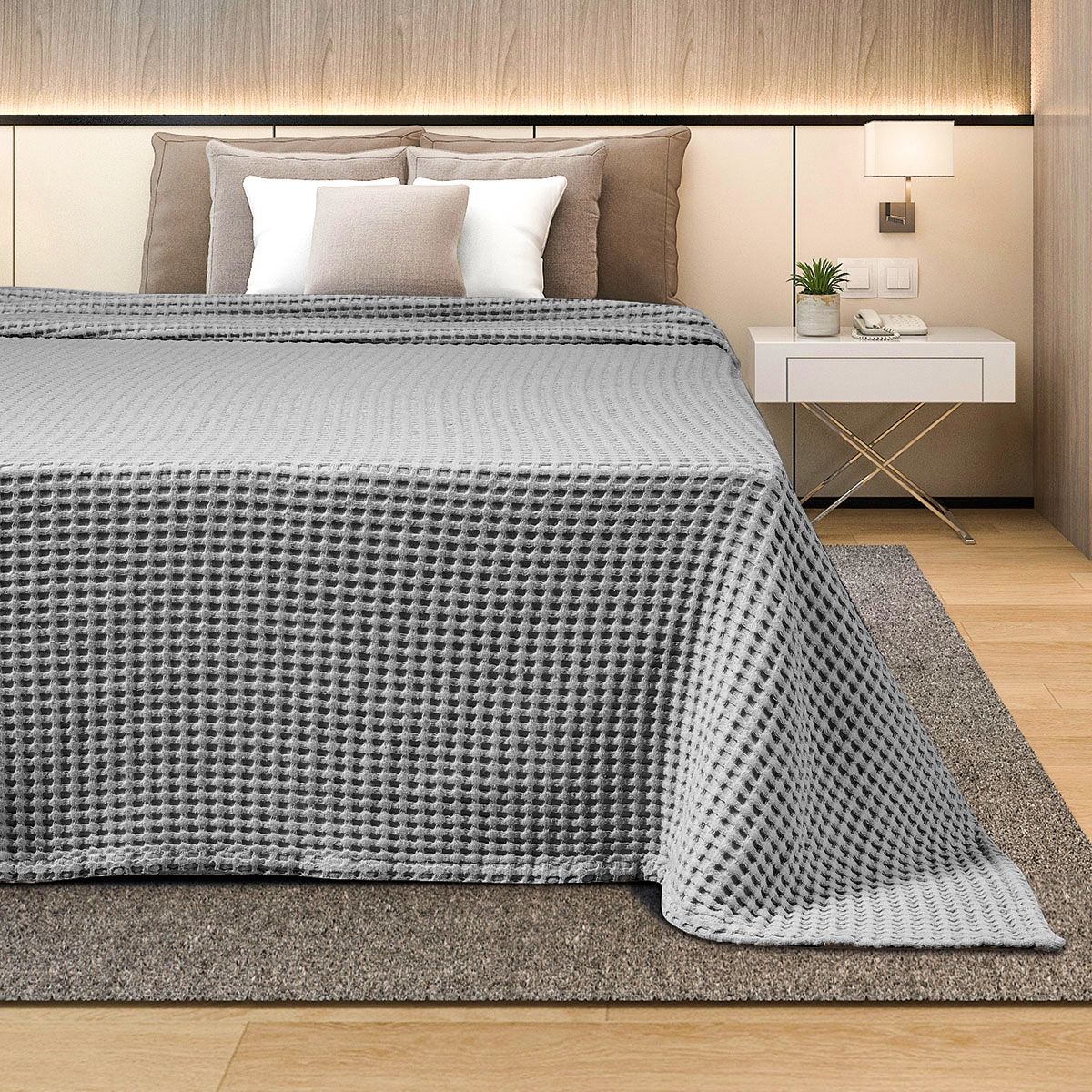 Κουβέρτα Πικέ Μονή 170Χ240 εκ. Gray - Adam Home