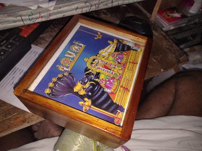 Multipurpose wooden box (Thirumann, Saligramam, Vigraham etc. keeping box) with Lid. Multipurpose wooden box (Thirumann, Saligramam, Vigraham etc. keeping box) with Lid.