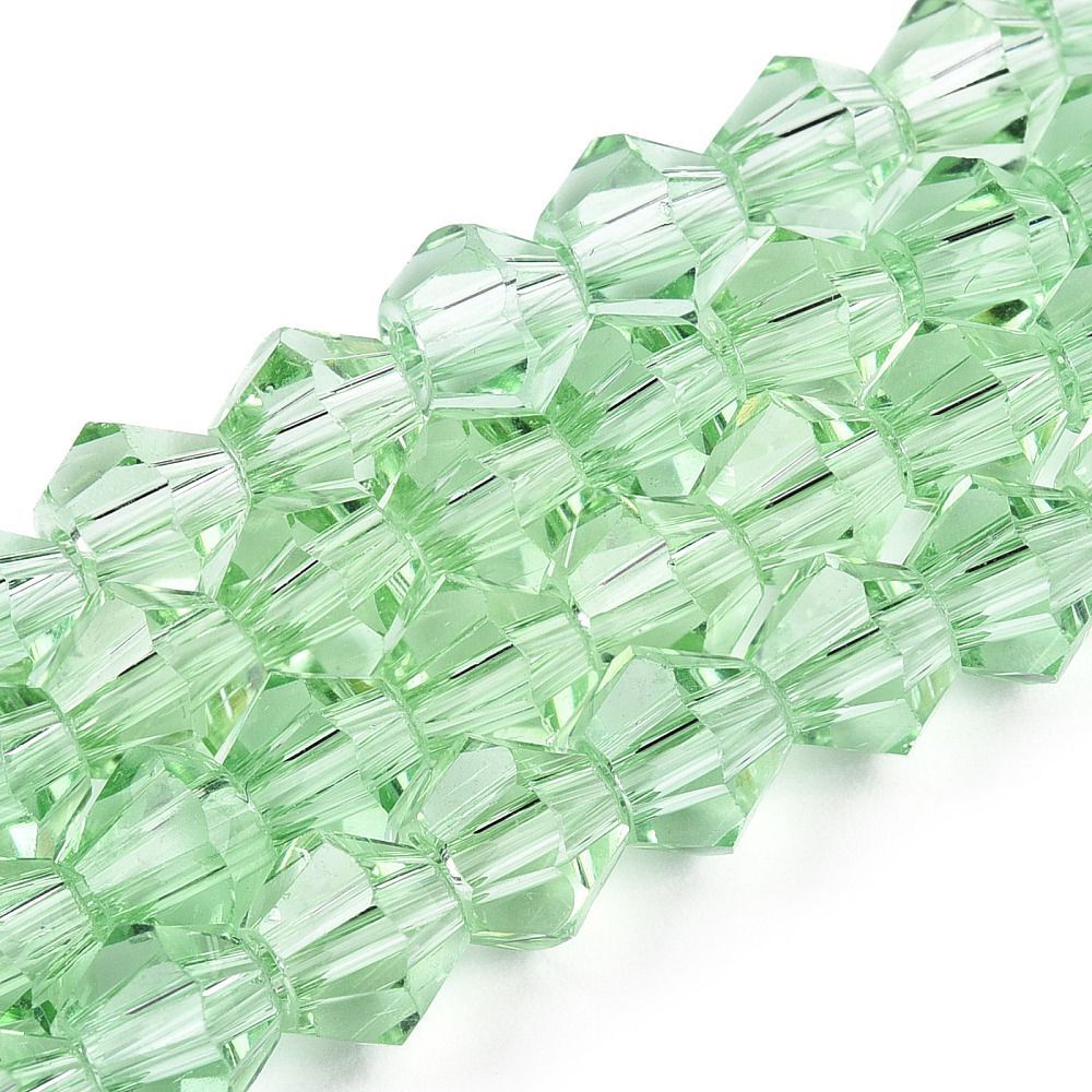 6mm Faceted Bicone Glass in Light Green