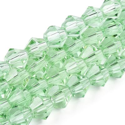 6mm Faceted Bicone Glass in Light Green