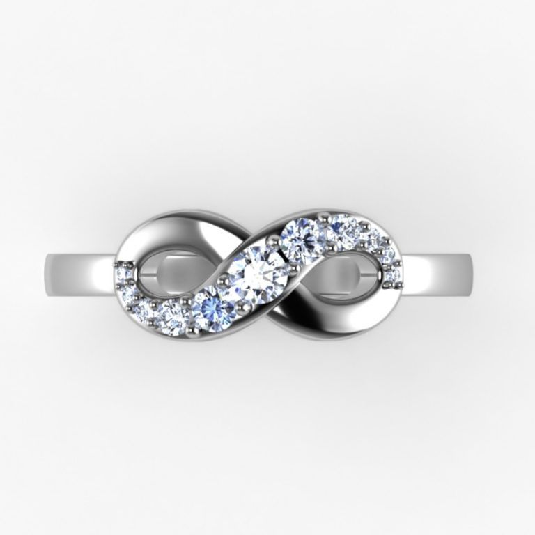 14K White gold Aquamarine Infinity ring.