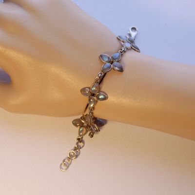 Solid Silver &amp; Moonstone Bracelet