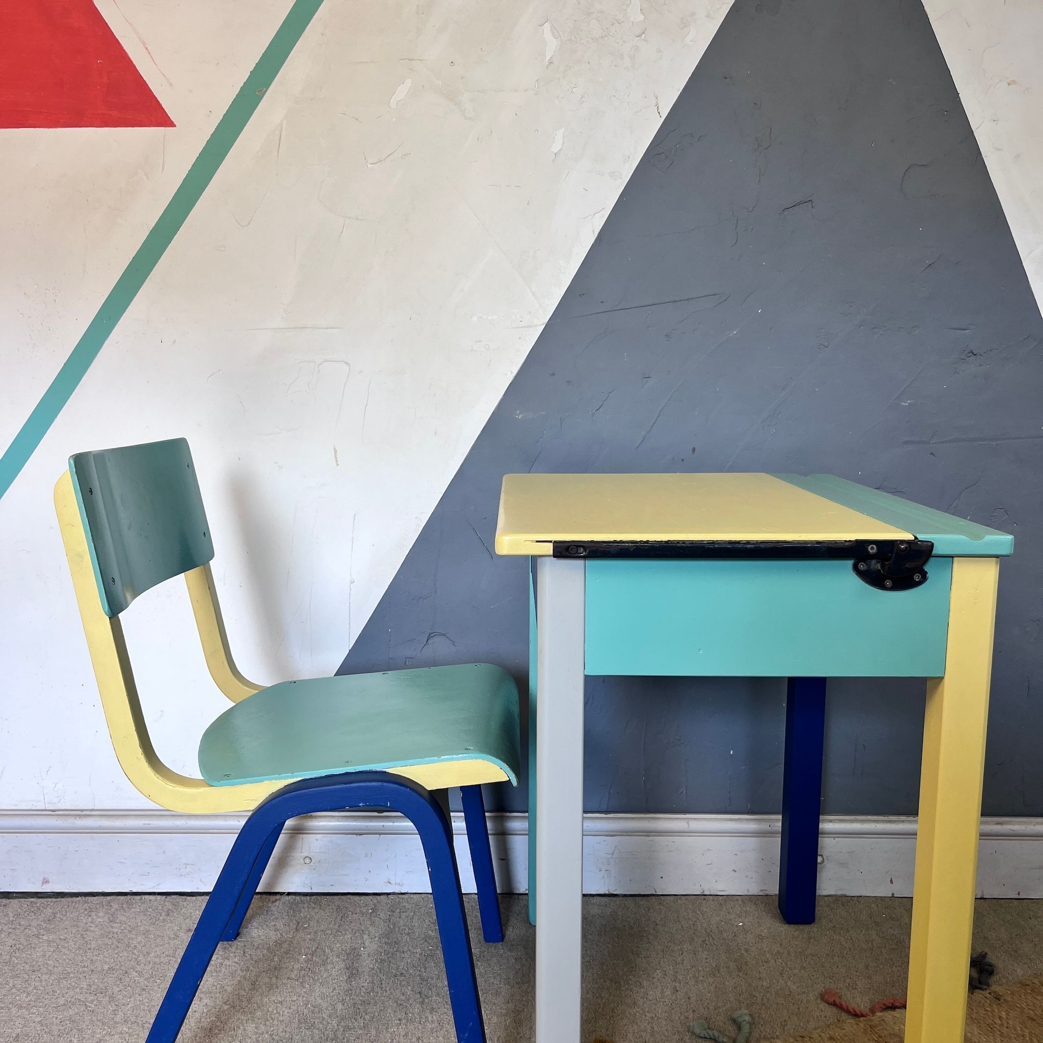 ​Mid Century Kids Colourful Desk and Chair