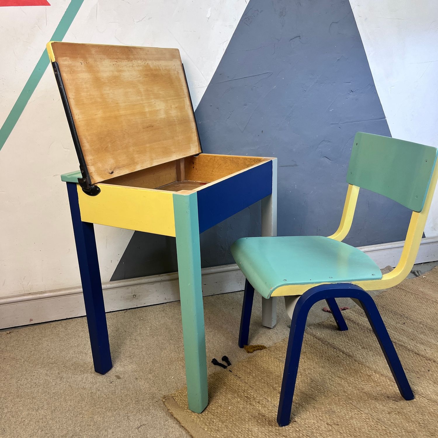​Mid Century Kids Colourful Desk and Chair