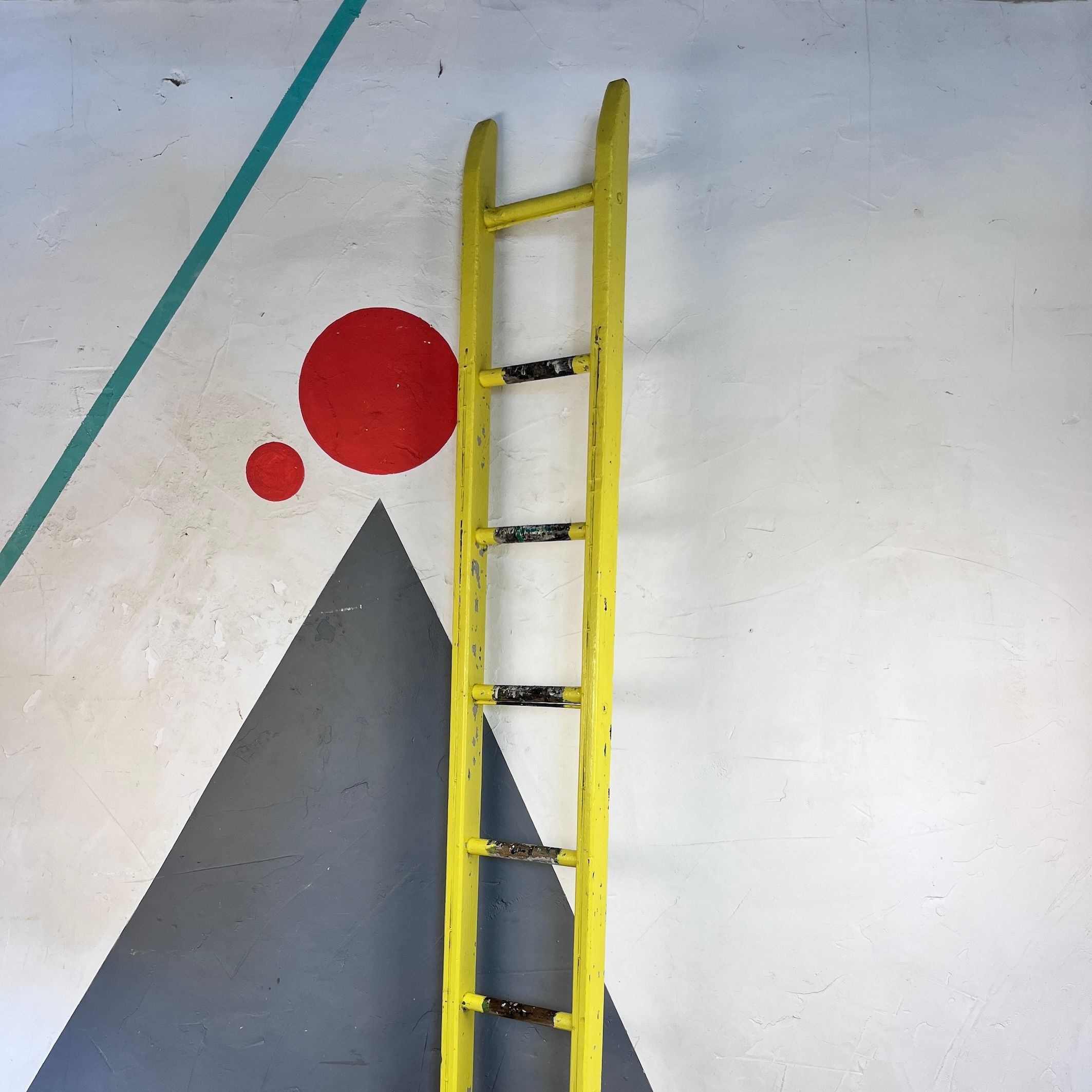 Yellow Rustic Antique Wooden Ladder