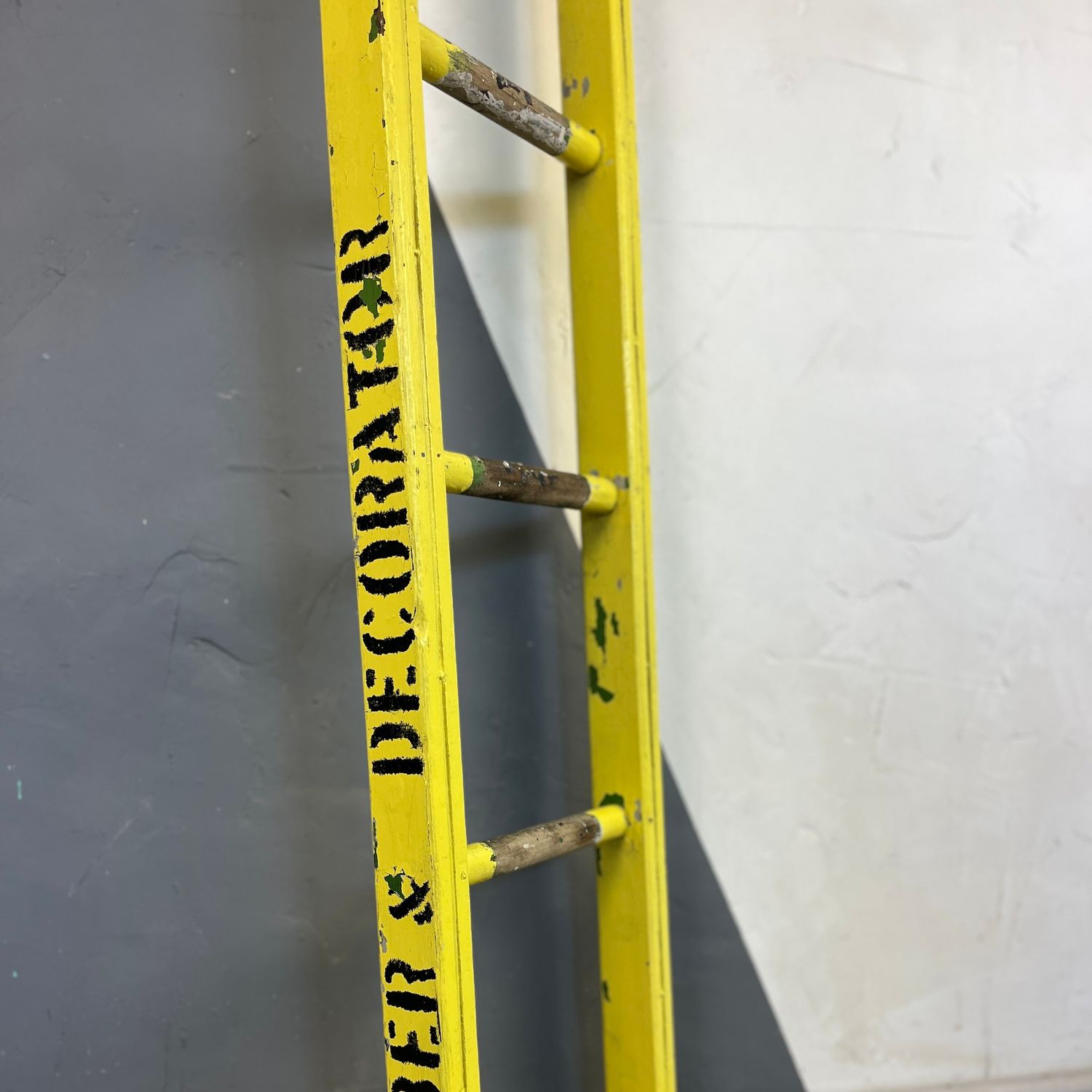 Yellow Rustic Antique Wooden Ladder