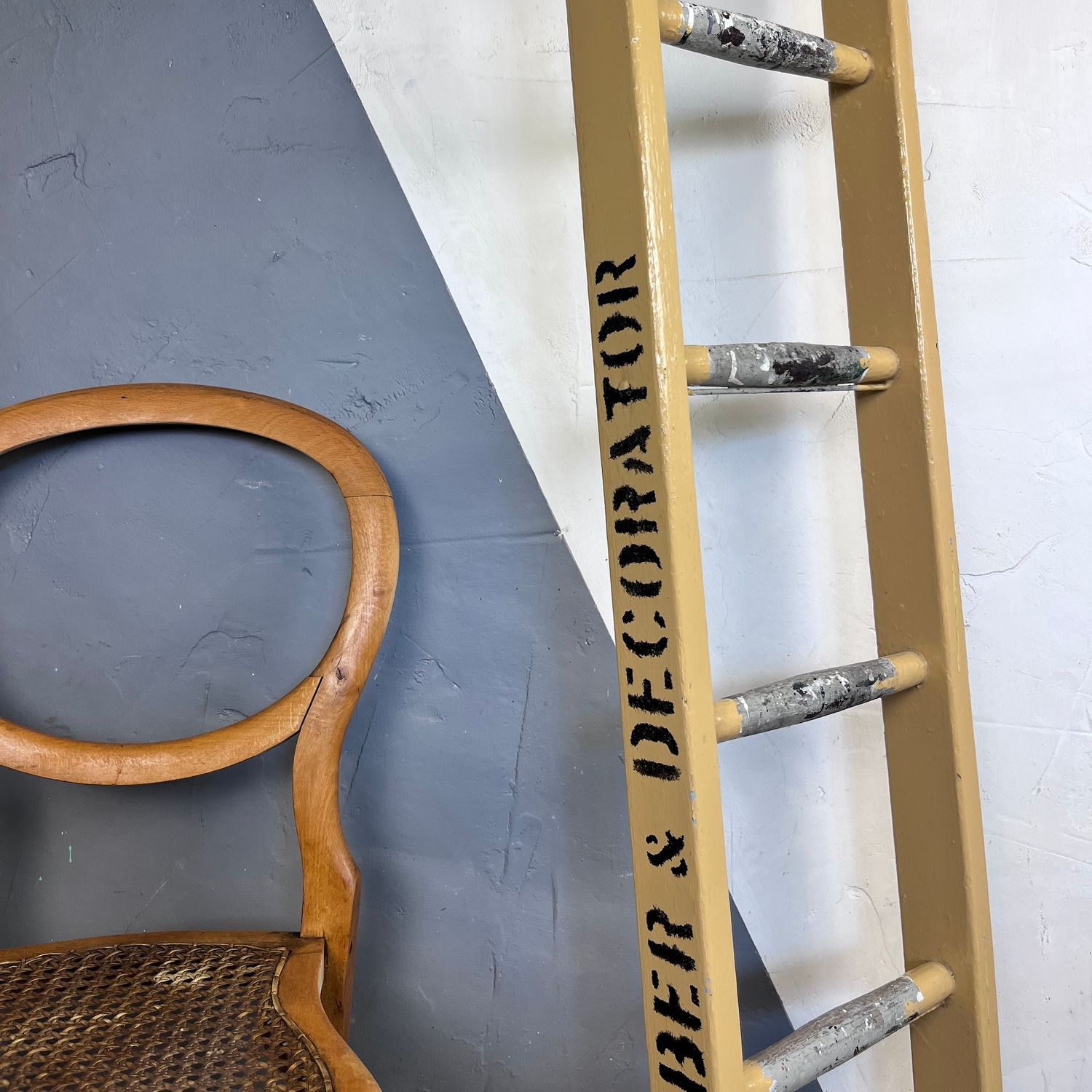 ​Rustic Antique Wooden Ladder Painted Peach
