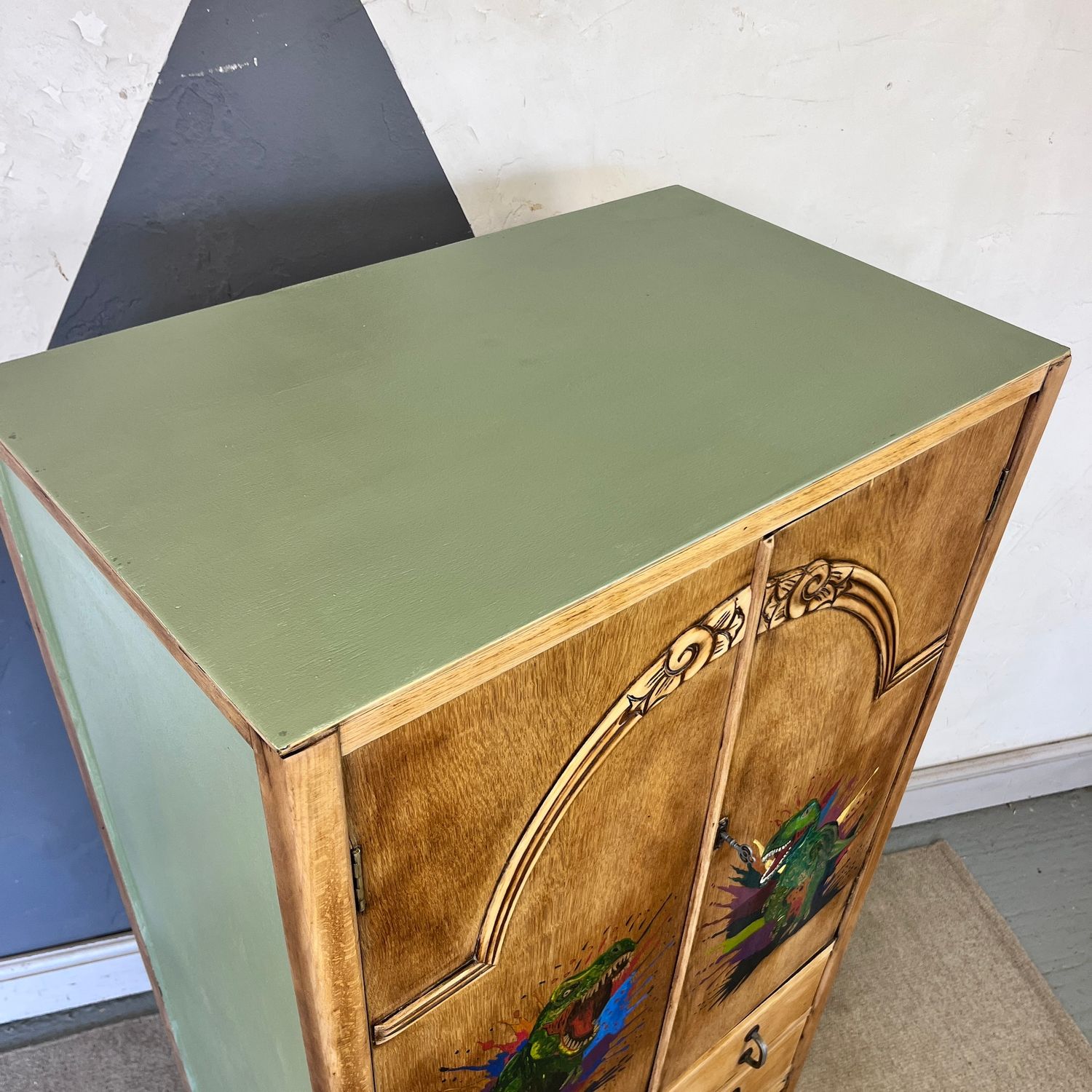 1930s Painted Dinosaur Kids Wardrobe
