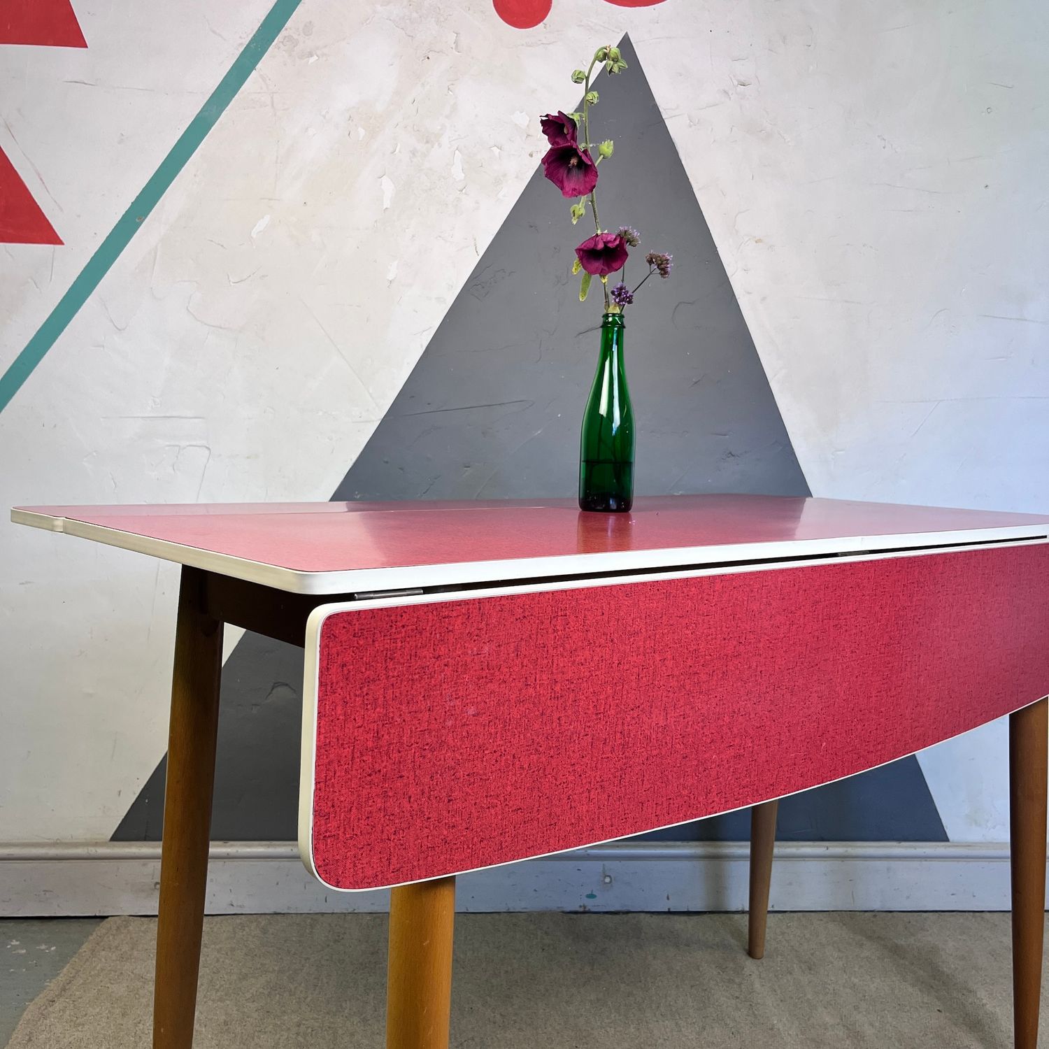​Red Formica Kitchen Dining Table Extending Mid Century
