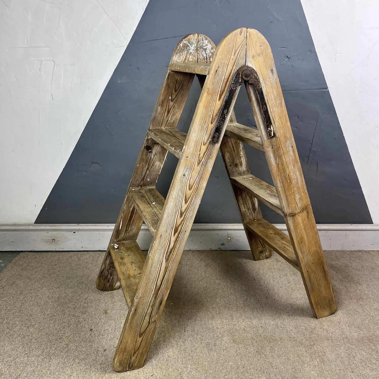 Traditional Rustic Pine Step Ladders Vintage Old