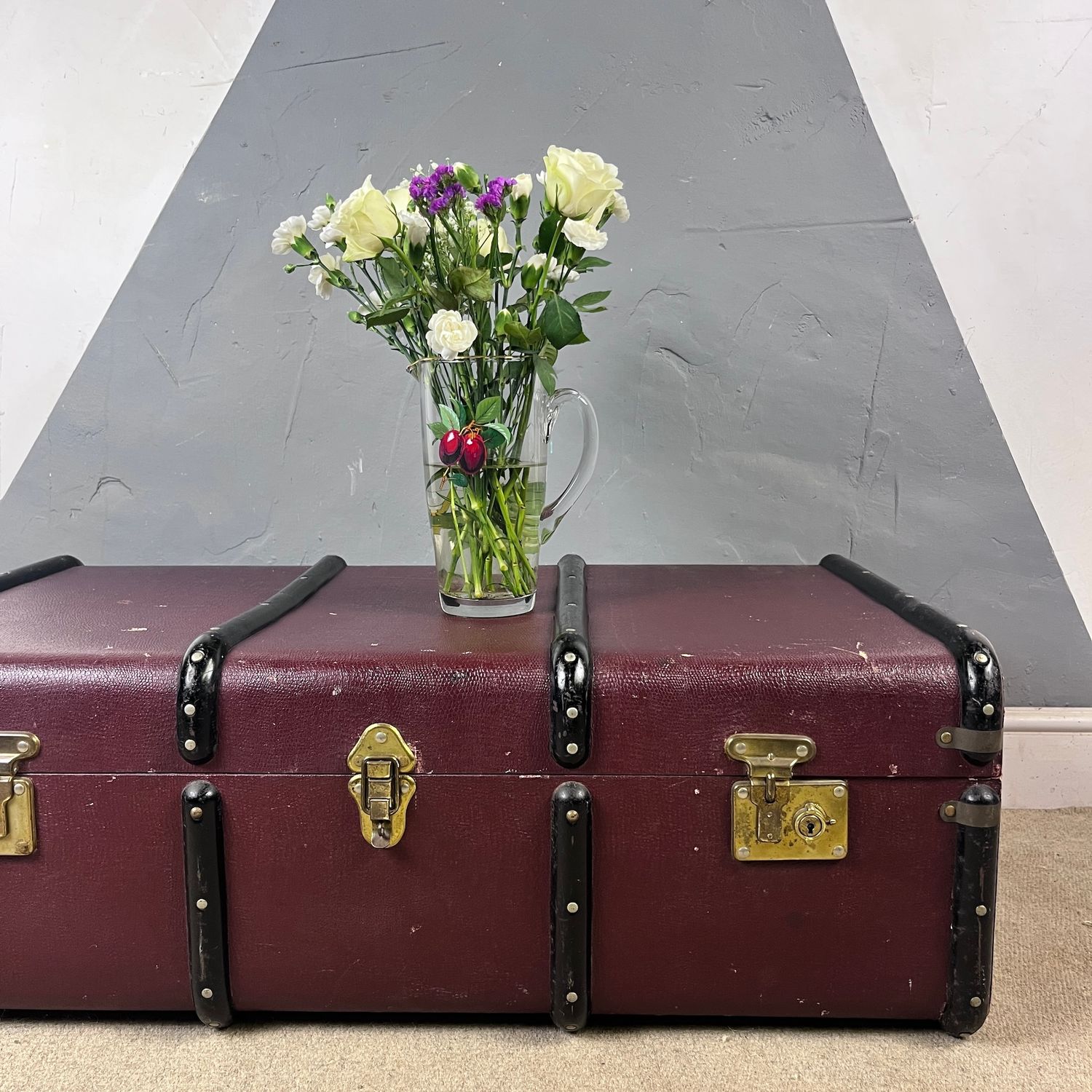 1920s Steamer Trunk Chest Coffee Table Storage Box
