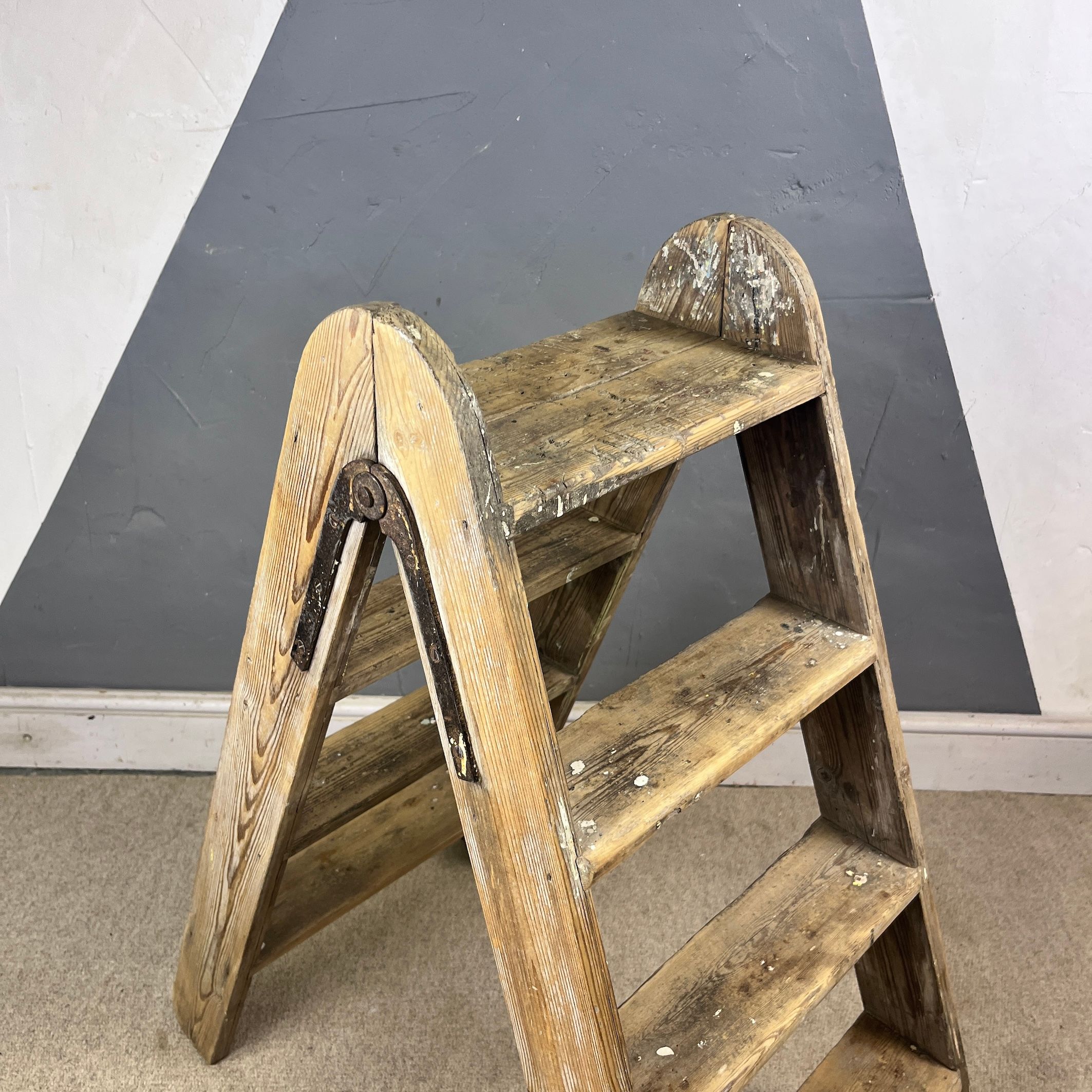 Traditional Rustic Pine Step Ladders Vintage Old