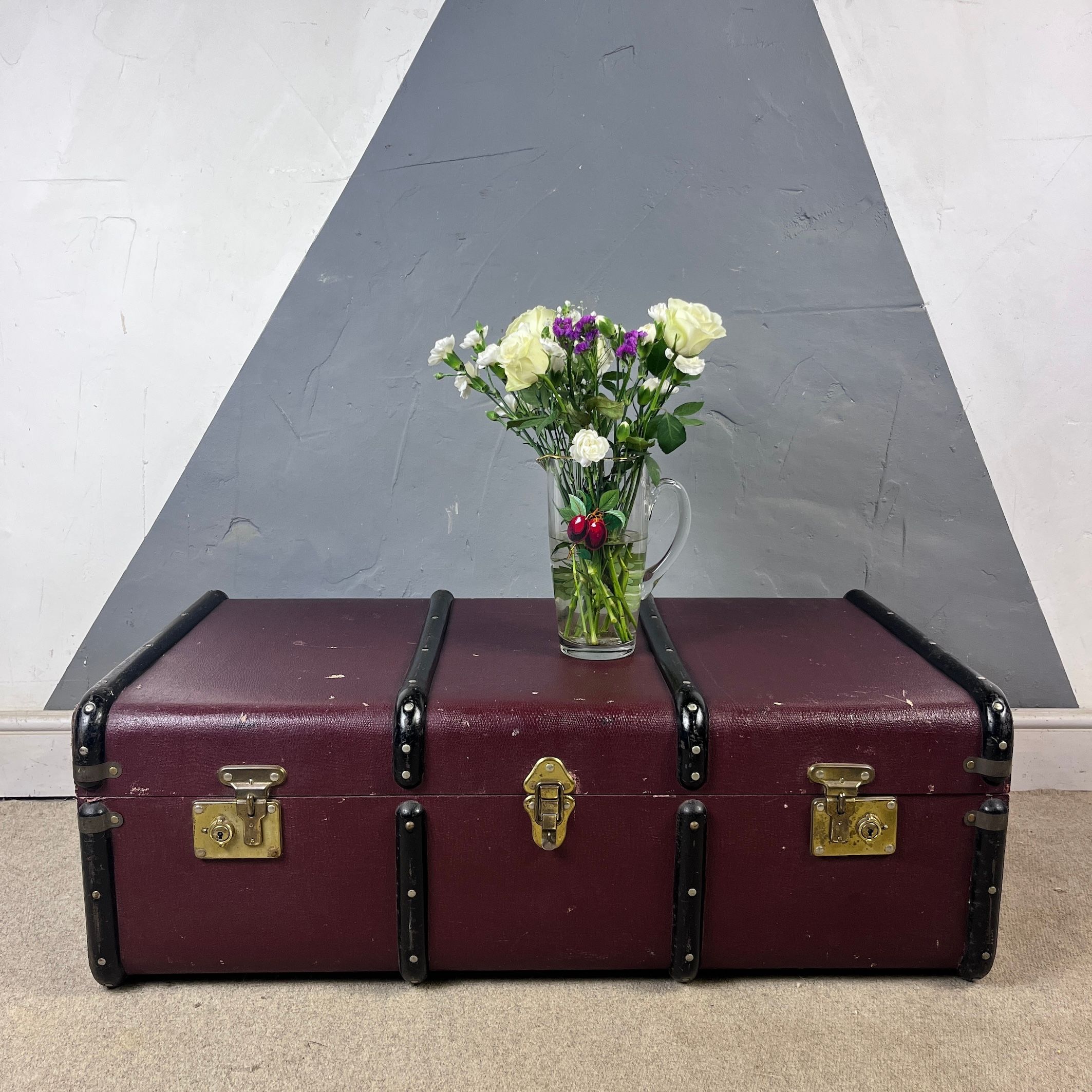 1920s Steamer Trunk Chest Coffee Table Storage Box