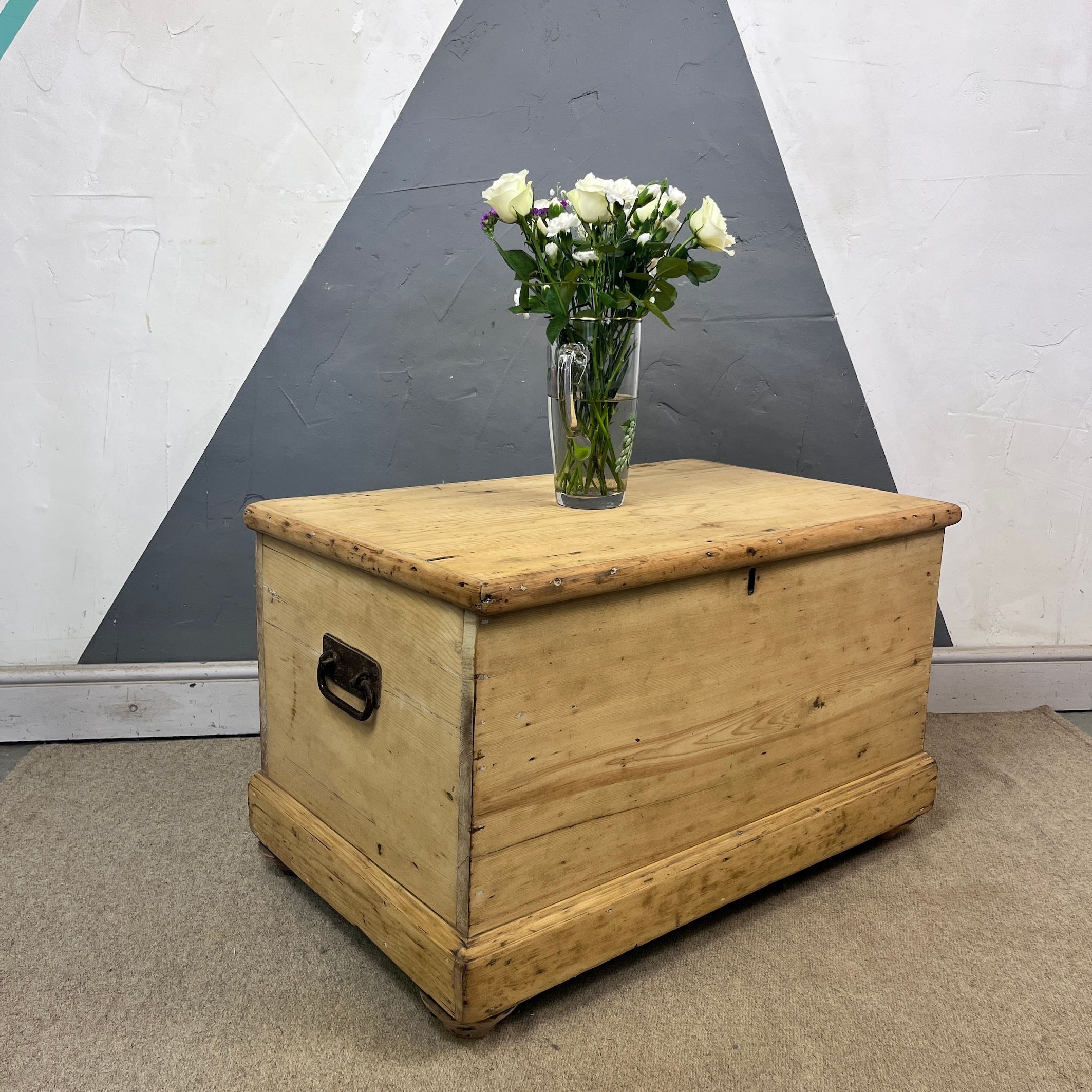 Victorian Antique Pine Chest Blanket Box Coffee Table
