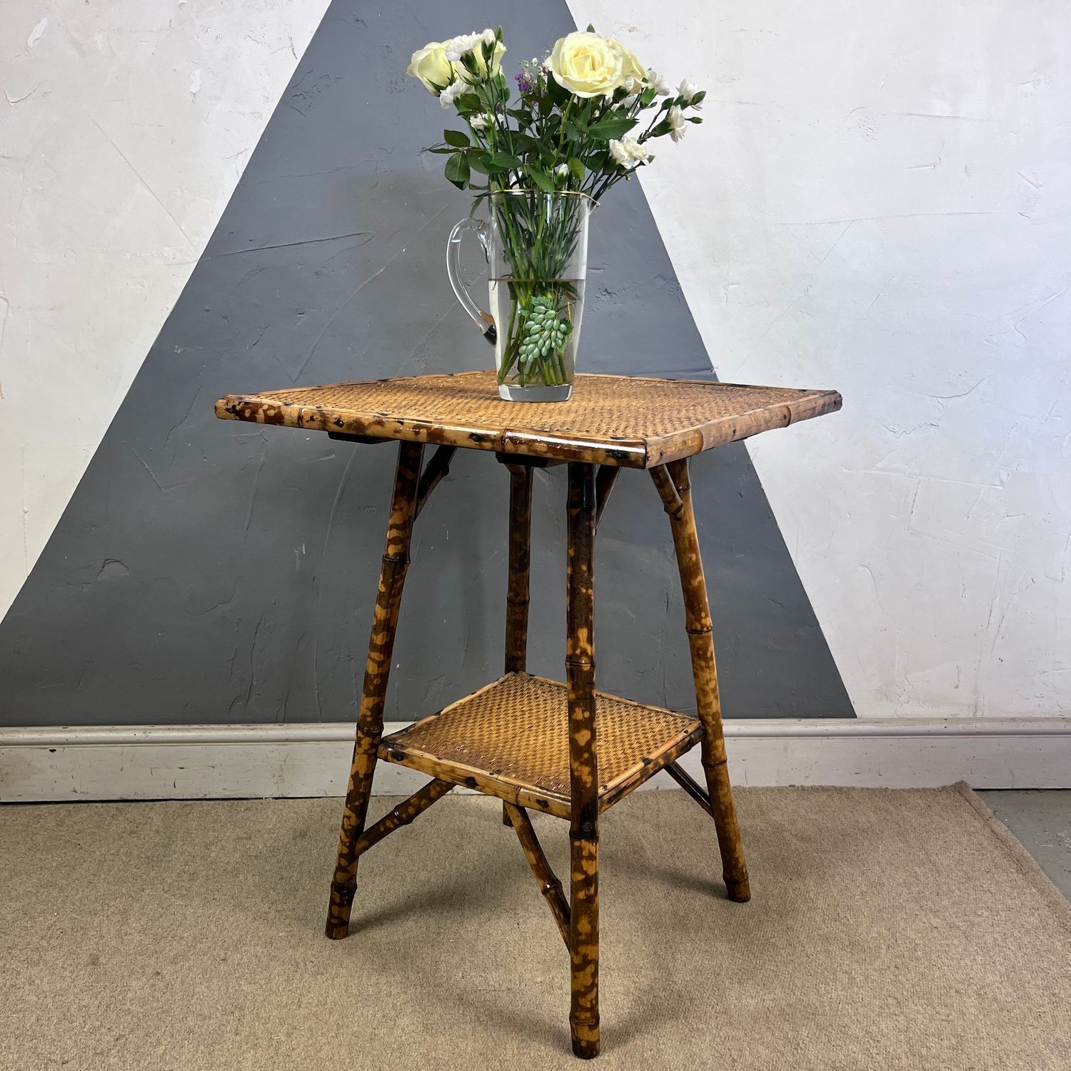Antique Victorian Tiger Bamboo Table