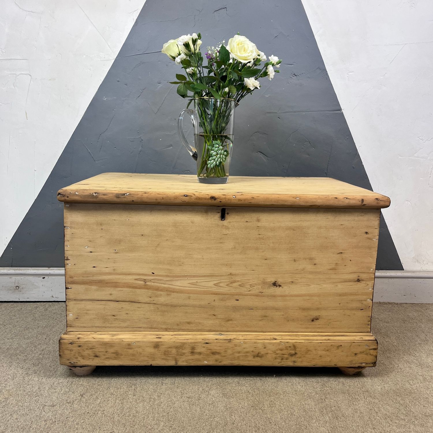 Victorian Antique Pine Chest Blanket Box Coffee Table